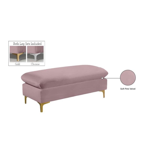 Meridian Furniture Naomi Pink Velvet Ottoman