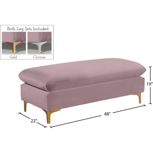 Meridian Furniture Naomi Pink Velvet Ottoman