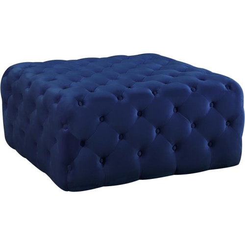 MERIDIAN FURNITURE  Ariel Button Tufted Velvet Ottoman And Bench In Navy