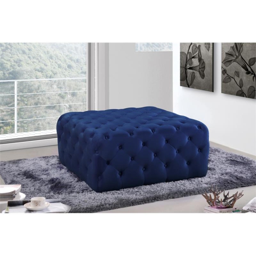 Meridian Furniture Ariel Button Tufted Navy Velvet Ottoman and Bench