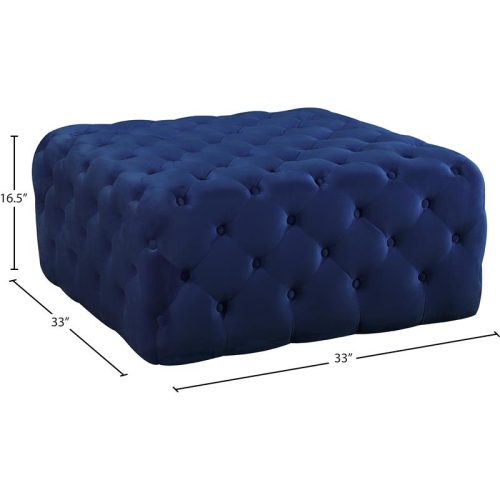 Meridian Furniture Ariel Button Tufted Navy Velvet Ottoman and Bench