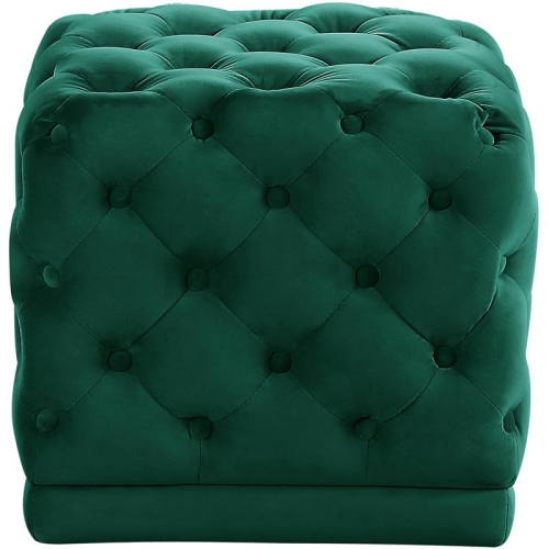 MERIDIAN FURNITURE  Stella Contemporary Velvet Ottoman/stool In In Green