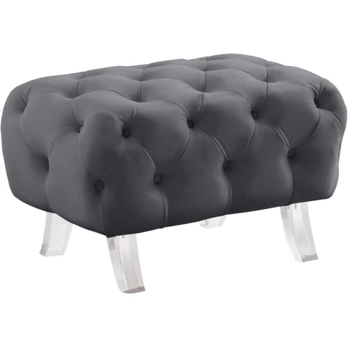 MERIDIAN FURNITURE  Crescent Grey Velvet Ottoman