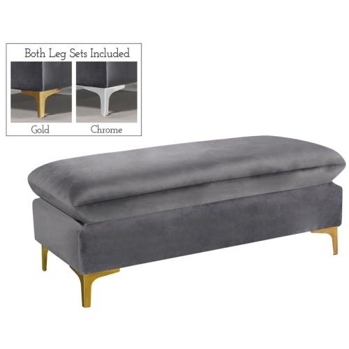 MERIDIAN FURNITURE  Naomi Gray Velvet Ottoman