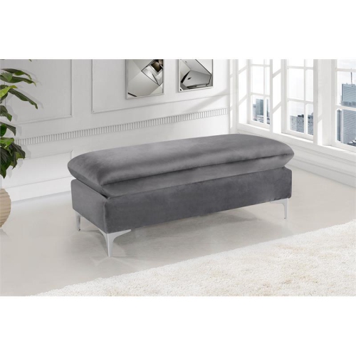 Meridian Furniture Naomi Gray Velvet Ottoman