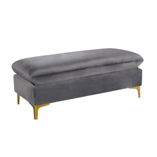 Meridian Furniture Naomi Gray Velvet Ottoman