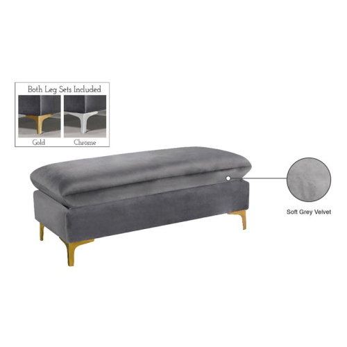 Meridian Furniture Naomi Gray Velvet Ottoman