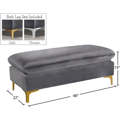 Meridian Furniture Naomi Gray Velvet Ottoman