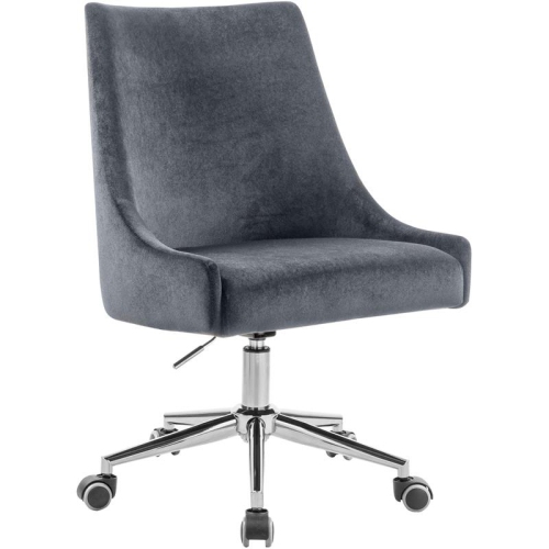 MERIDIAN FURNITURE  Karina Swivel Adjustable Gray Velvet And Chrome Office Chair