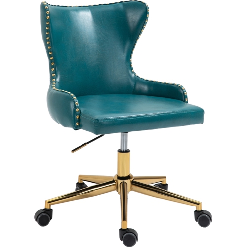 MERIDIAN FURNITURE  Hendrix Swivel Adjustable Blue Faux Leather Office Chair