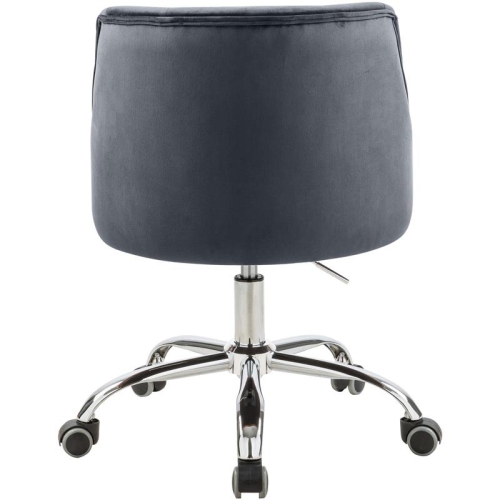 Meridian Furniture Arden Swivel Adjustable Gray Velvet and Chrome Office Chair