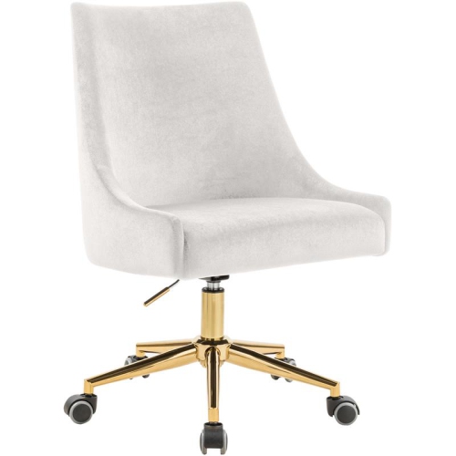 MERIDIAN FURNITURE  Karina Swivel Adjustable Cream Velvet And Gold Office Chair