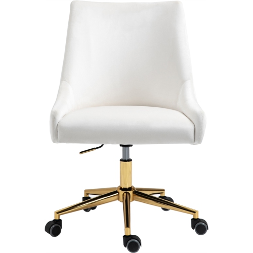 Meridian Furniture Karina Swivel Adjustable Cream Velvet and Gold Office Chair