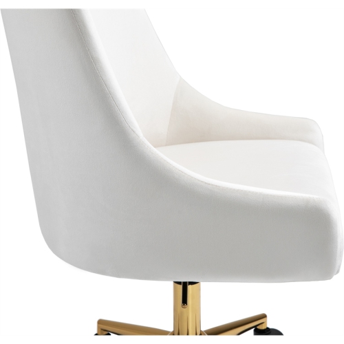 Meridian Furniture Karina Swivel Adjustable Cream Velvet and Gold Office Chair