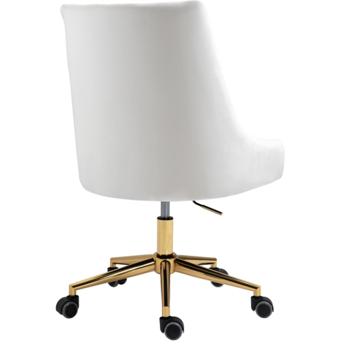 Meridian Furniture Karina Swivel Adjustable Cream Velvet and Gold Office Chair