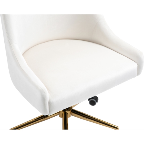 Meridian Furniture Karina Swivel Adjustable Cream Velvet and Gold Office Chair