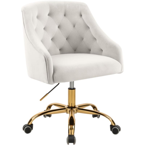 Meridian Furniture Arden Swivel Adjustable Cream Velvet and Gold Office Chair