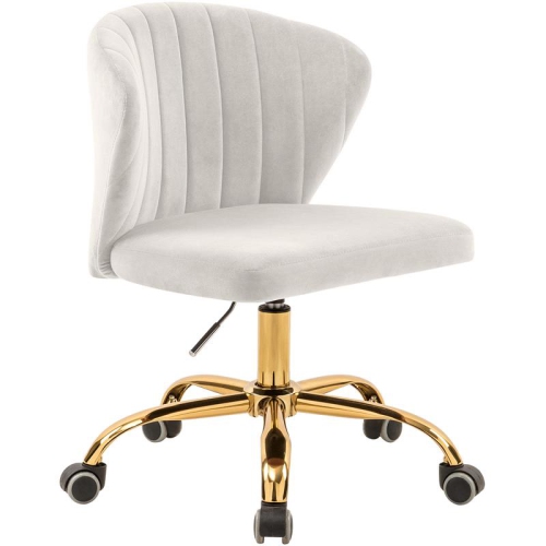 MERIDIAN FURNITURE  Finley Swivel Adjustable Cream Velvet And Gold Office Chair