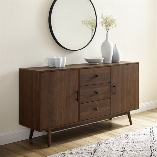 Crosley Lucas Wooden Mid-Century Modern Sideboard in Brown