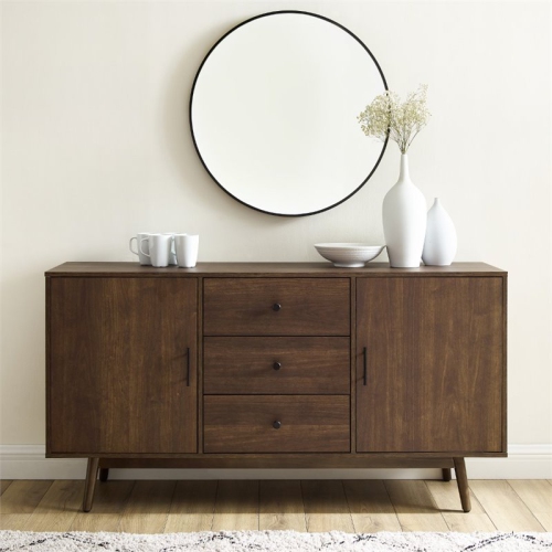 Crosley Lucas Wooden Mid-Century Modern Sideboard in Brown