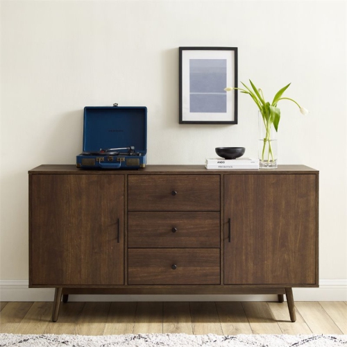 Crosley Lucas Wooden Mid-Century Modern Sideboard in Brown