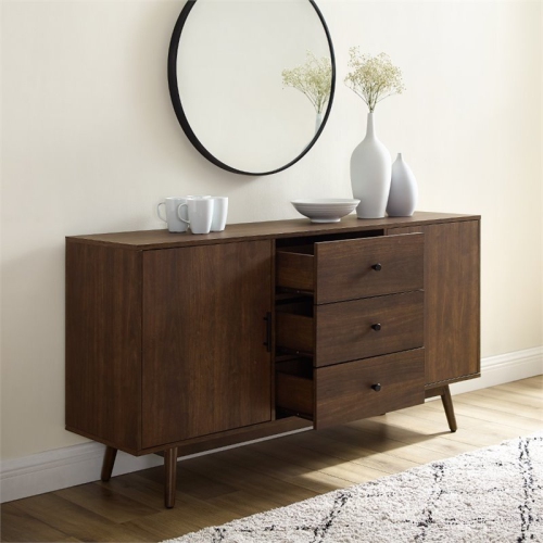 Pemberly Row Wooden Mid-Century Modern Sideboard in Brown