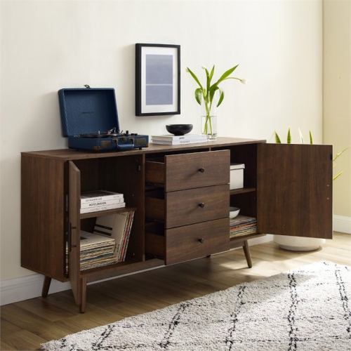 Pemberly Row Wooden Mid-Century Modern Sideboard in Brown