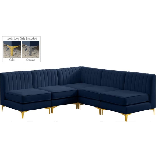 Image 1 of 10.. Meridian Furniture Alina Navy Velvet Modular Sectional