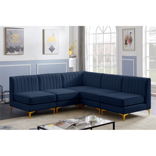 Meridian Furniture Alina Navy Velvet Modular Sectional
