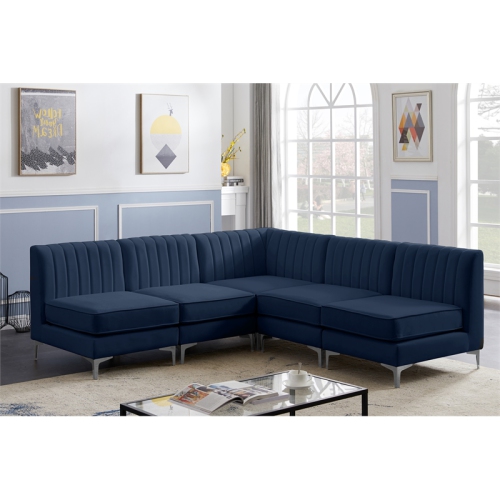 Meridian Furniture Alina Navy Velvet Modular Sectional