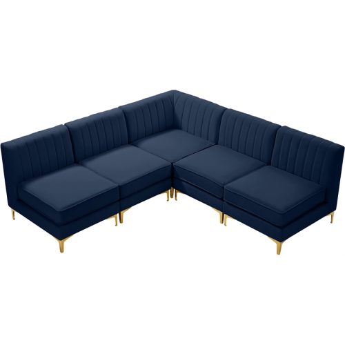 Meridian Furniture Alina Navy Velvet Modular Sectional