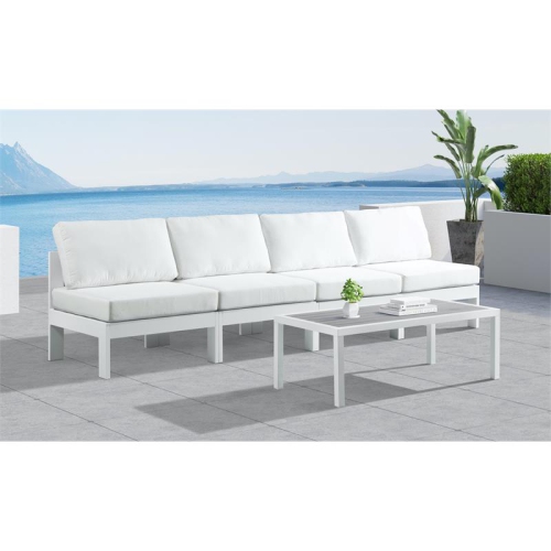 Meridian Furniture Nizuc White Fabric Outdoor Patio Modular Sofa