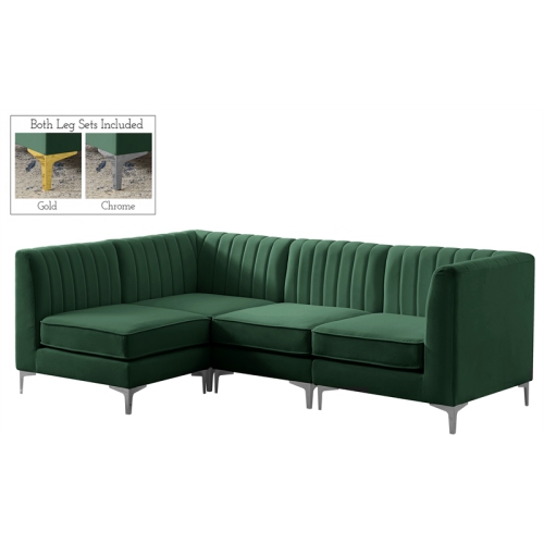 Meridian Furniture Alina Green Velvet Modular Sectional