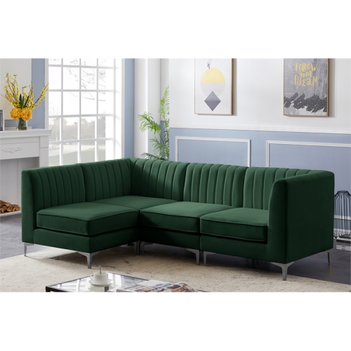 Meridian Furniture Alina Green Velvet Modular Sectional