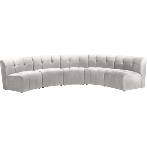 MERIDIAN FURNITURE  Limitless Cream Velvet Modular 5 Piece Sectional
