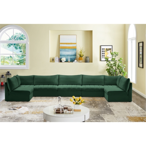 Meridian Furniture Jacob Green Velvet Modular Sectional