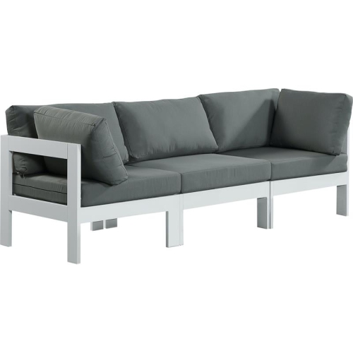 MERIDIAN FURNITURE  Nizuc Grey Fabric Outdoor Patio Modular Sofa