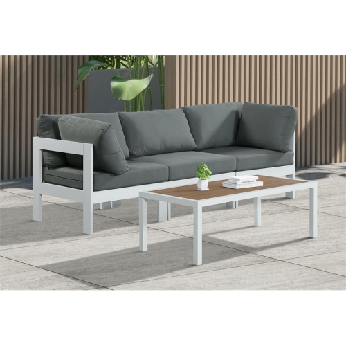 Meridian Furniture Nizuc Grey Fabric Outdoor Patio Modular Sofa