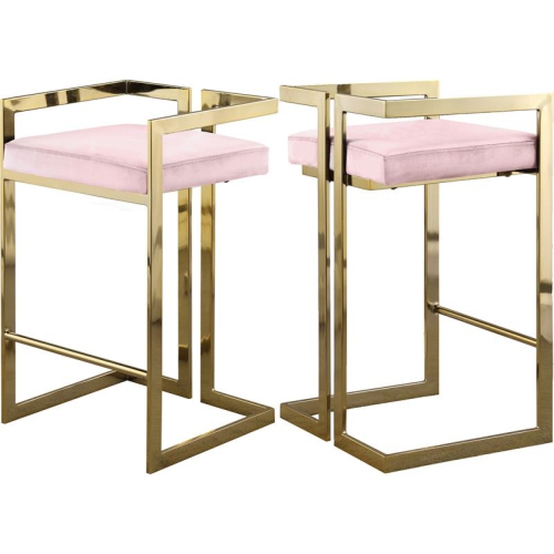 MERIDIAN FURNITURE  Ezra 27"h Velvet Counter Stool In Pink (Set Of 2)