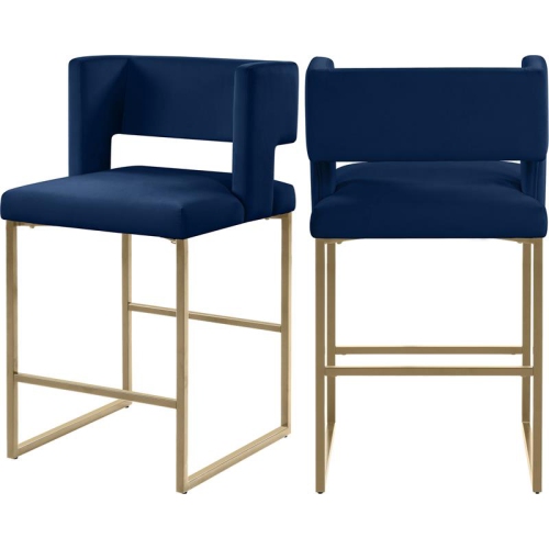 Image 1 of 7.. Meridian Furniture Caleb Navy Velvet Counter Stool