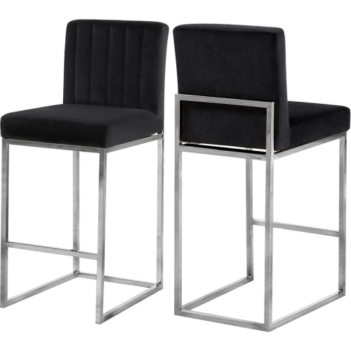 Image 1 of 8.. Meridian Furniture Giselle 26"H Velvet Counter Stool in Black
