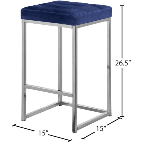 Meridian Furniture Nicola 26.5"H Velvet Counter Stool in Navy