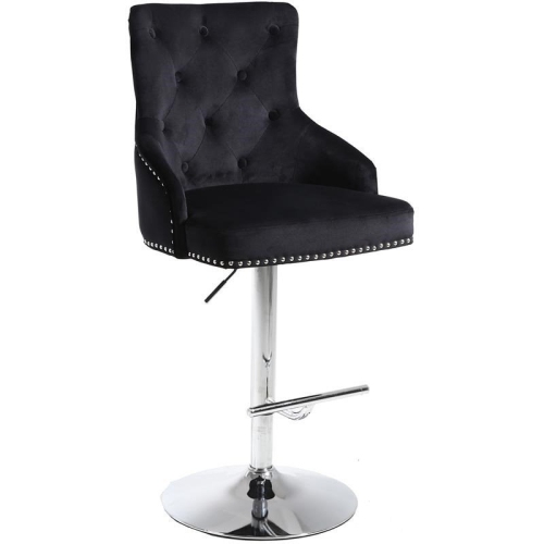Image 1 de 7.. Tabouret de bar en velours ajustable de 34.5 po de haut Claude de Meridian Furniture, noir