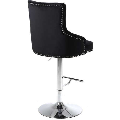 Meridian Furniture Claude 34.5"H Velvet Adjustable Bar Stool in Black
