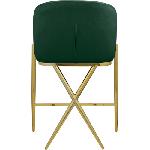Meridian Furniture Xavier Green Velvet Counter Stool with Gold Metal Legs