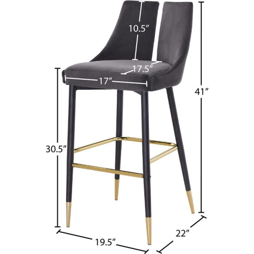 Meridian Furniture Sleek Gray Velvet Stool