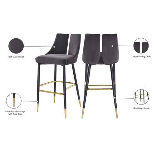 Meridian Furniture Sleek Gray Velvet Stool