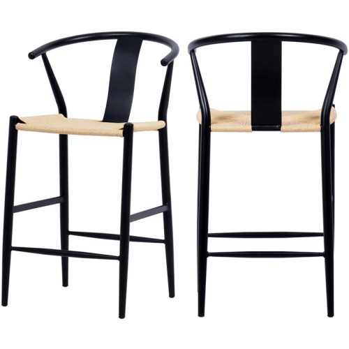 Meridian Furniture Beck Beige Hand Woven Rope Stool