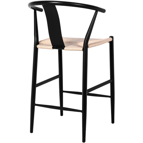 Meridian Furniture Beck Beige Hand Woven Rope Stool