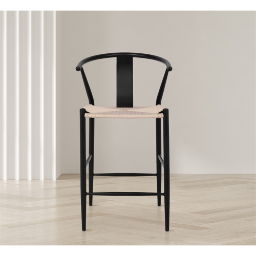 Meridian Furniture Beck Beige Hand Woven Rope Stool